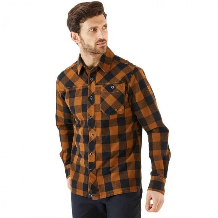 RAB Men's Boundary Brushed Cotton Shirt - Caramel Check - Complete