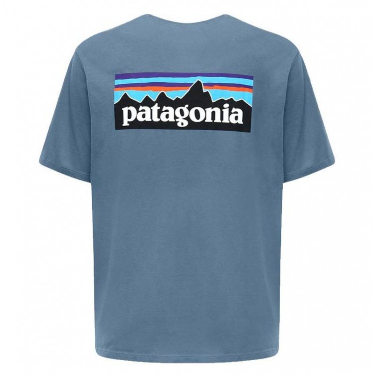 Patagonia Mens P-6 Logo Organic T-Shirt - Pigeon Blue