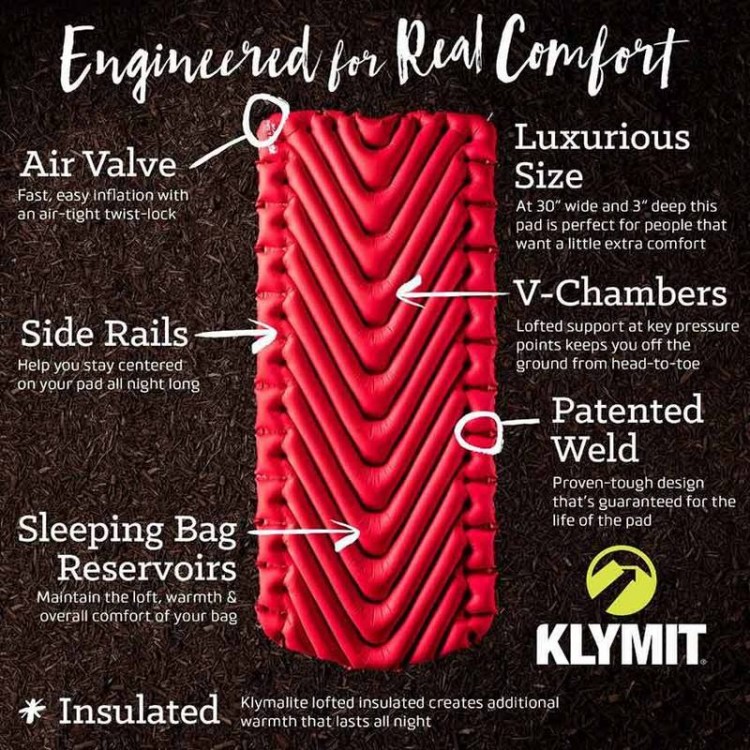 Klymit Insulated Static V Luxe Inflatable Sleeping Mat Red