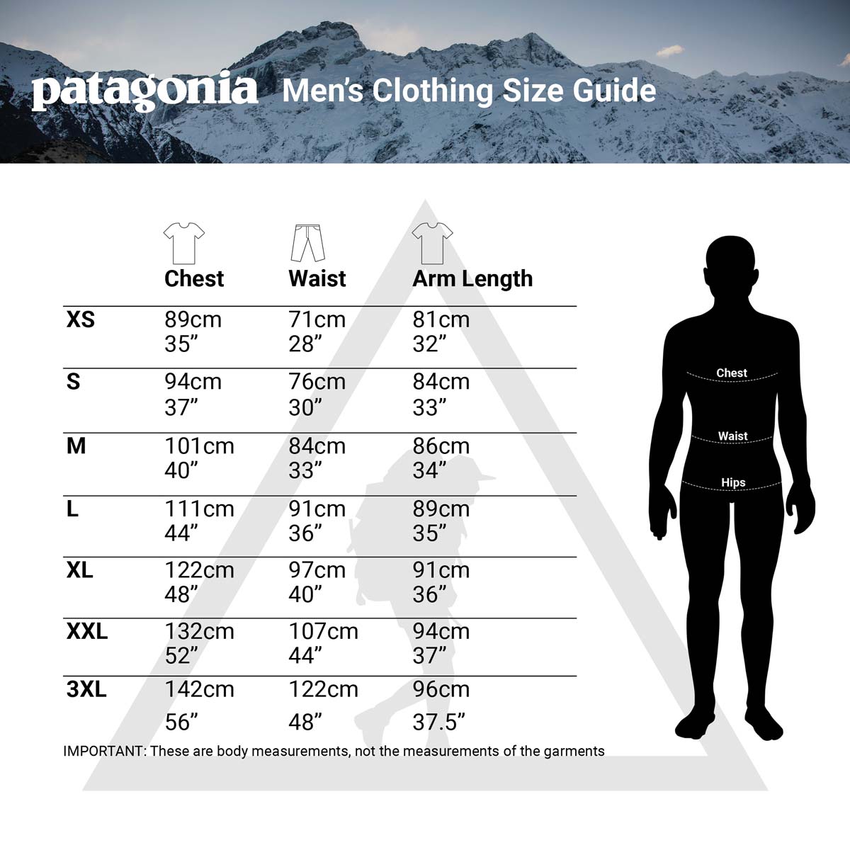 Patagonia Size Chart Men